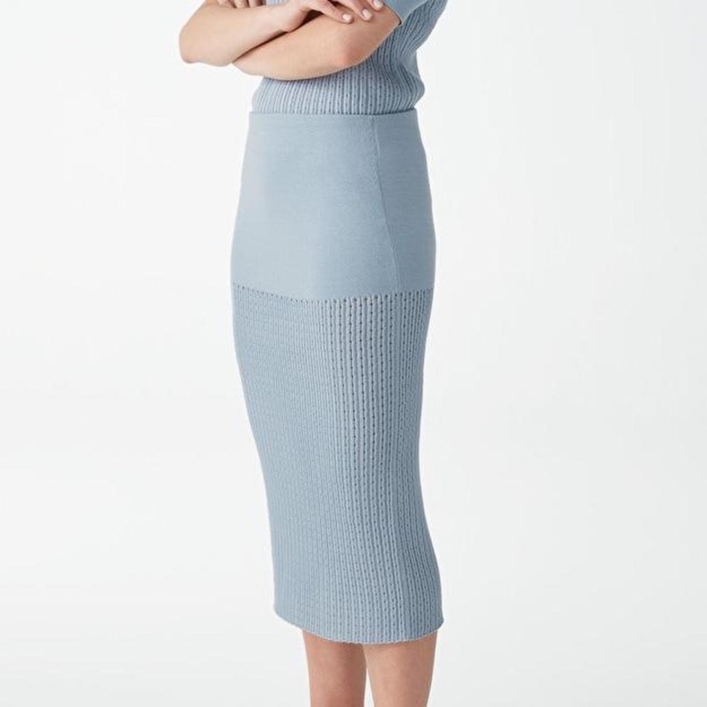 COS Pale Blue Knitted Pencil Skirt, XS
